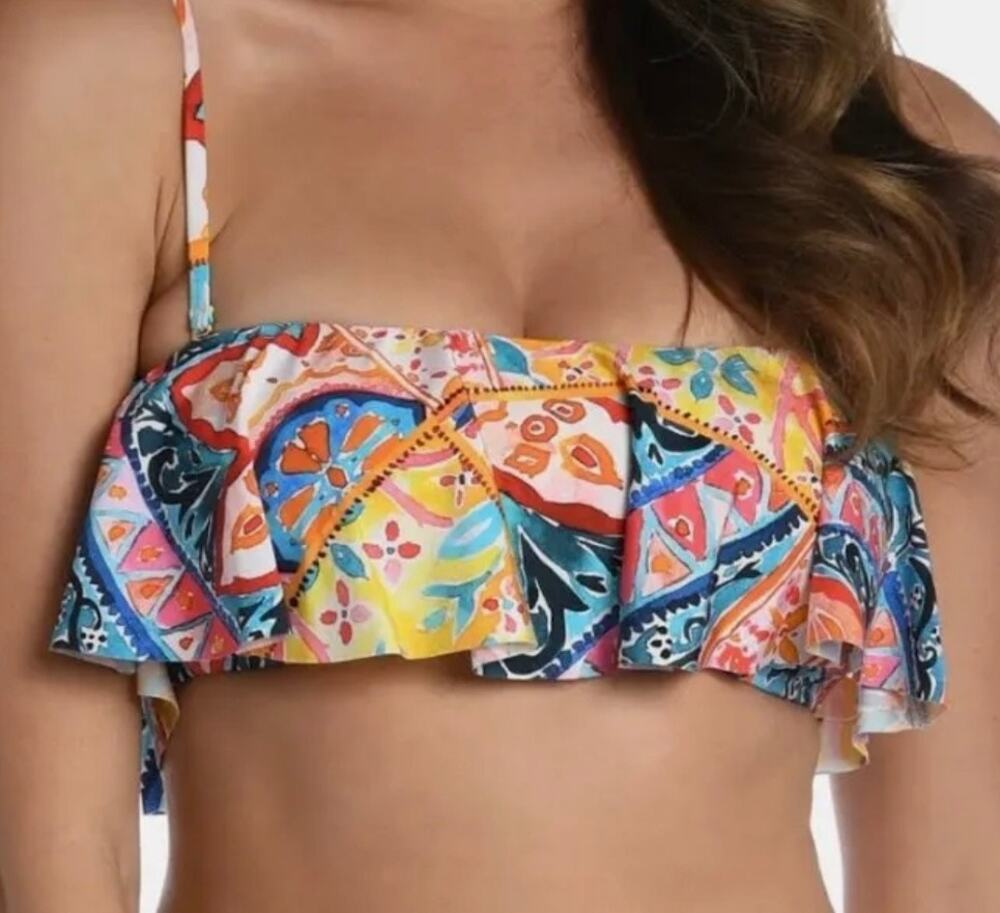 La Blanca Soleil Ruffle Bandeau Bikini Top 10 NWT